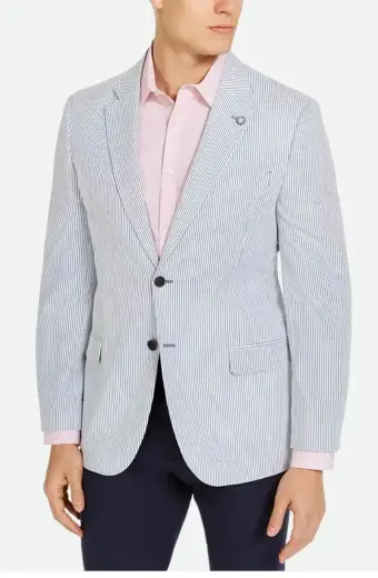 Chase Stokes John B Outer Banks White Cotton Pinstripe Blazer