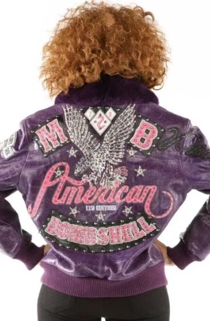 American Bombshell Pelle Pelle Womens Purple Leather Jacket pelle-pelle-mb-american-bombshell-jacket