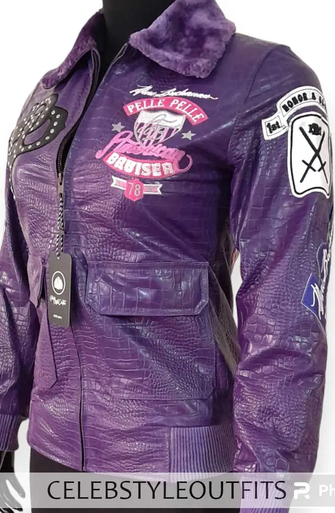 American Bombshell Pelle Pelle Womens Purple Leather Jacket pelle-pelle-mb-american-bombshell-jacket