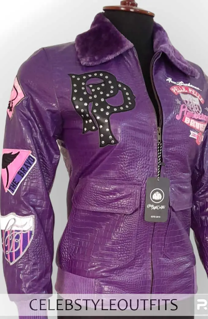 American Bombshell Pelle Pelle Womens Purple Leather Jacket pelle-pelle-mb-american-bombshell-jacket