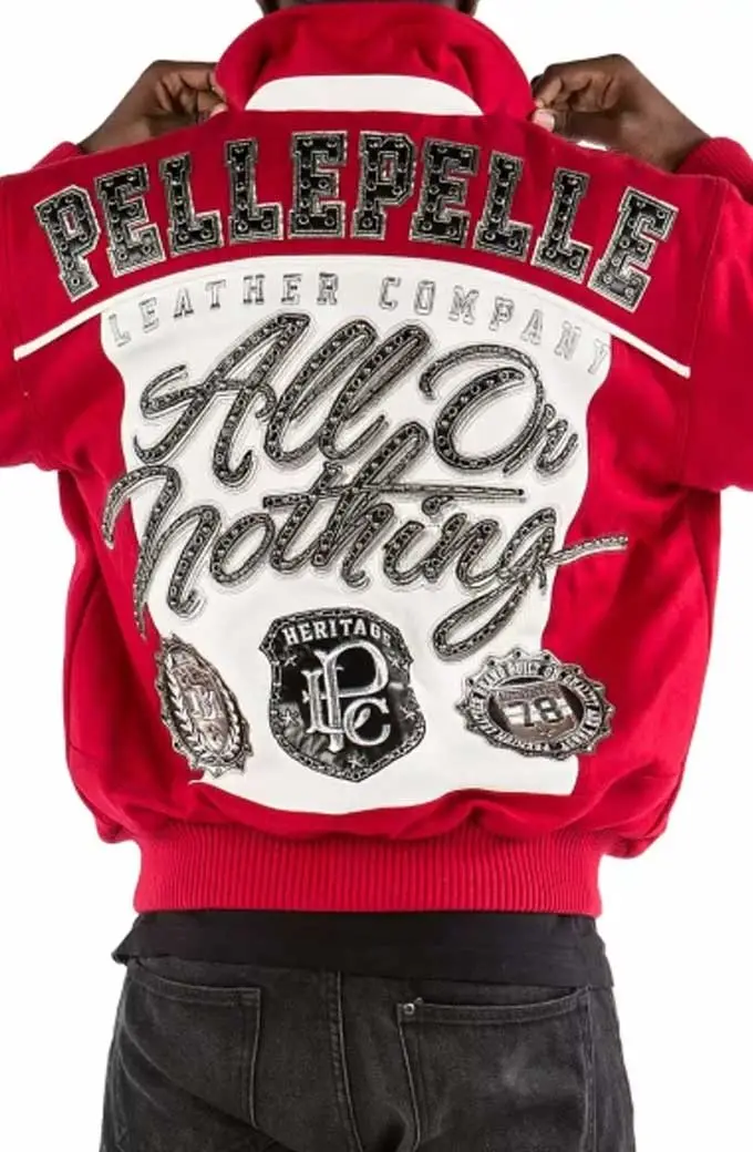 Pelle Pelle All Or Nothing Heritage Bomber Red Wool Jacket all-or-nothing-pelle-pelle-red-wool-jacket