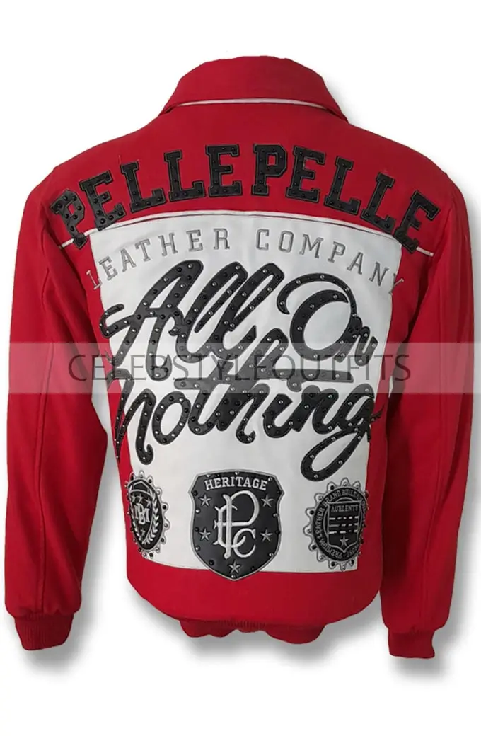 Pelle Pelle All Or Nothing Heritage Bomber Red Wool Jacket all-or-nothing-pelle-pelle-red-wool-jacket