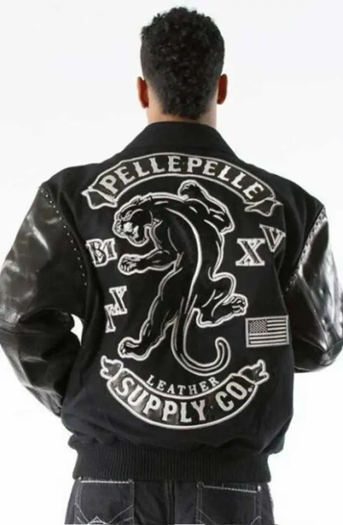 Panther USA Pelle Pelle XXXV MB 1978 Bomber Black Wool Jacket mb-1978-pelle-pelle-xxxv-panther-jacket