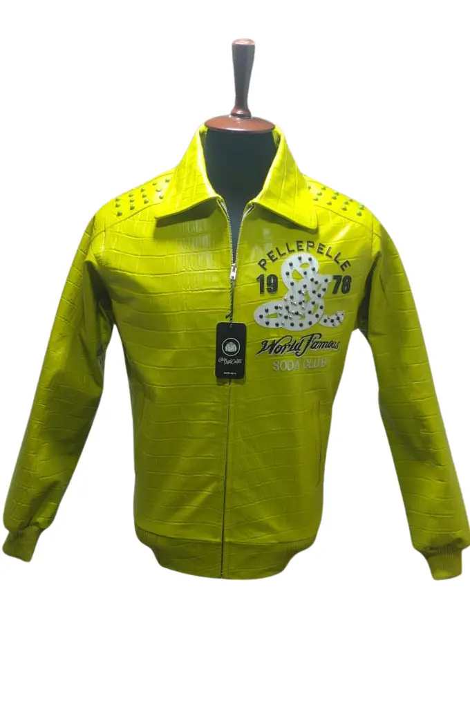 Soda Club Pelle Pelle Famous 1978 Worlds Finest Bomber Jacket pelle-pelle-soda-club-world-finest-yellow-jacket