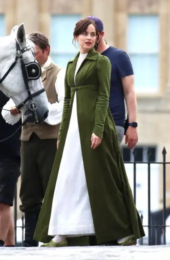 Dakota Johnson Persuasion Anne Elliot Green Long Coat
