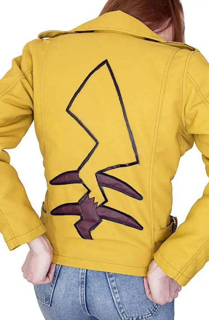 Pikachu Pokemon Gaming Womens Cosplay Yellow Leather Jacket pikachu-pokemon-jacket