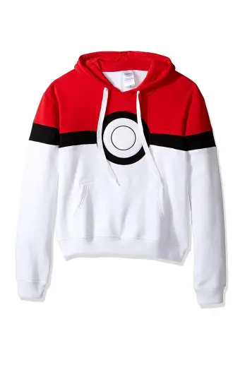Pokemon Go Gaming Poke Ball Red White Fleece Pullover Hoodie