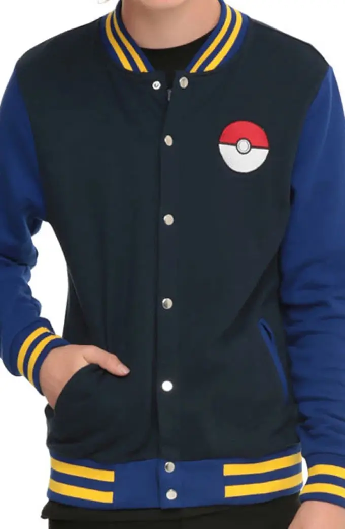 Trainer Gaming Pokemon Go Blue Fleece Bomber Varsity Jacket pokemon-go-trainer-blue-jacket