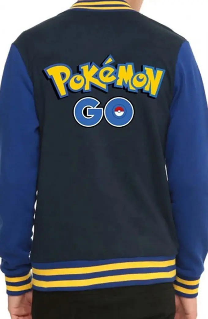Trainer Gaming Pokemon Go Blue Fleece Bomber Varsity Jacket pokemon-go-trainer-blue-jacket