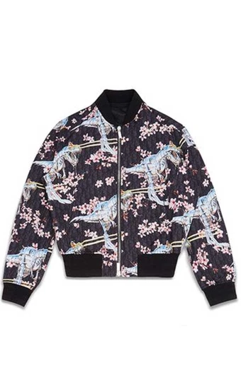 Mens Pop Smoke Dior Casual Floral Blue Bomber Cotton Jacket