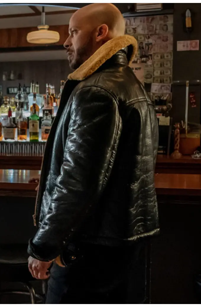 Power Book II Ghost Berto Colon Bomber Black Shearling Jacket berto-colon-power-book-black-shearling-jacket