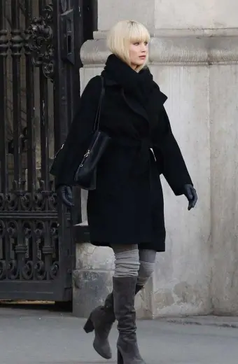 Dominika Egorova Jennifer Lawrence Red Sparrow Black Wool Coat