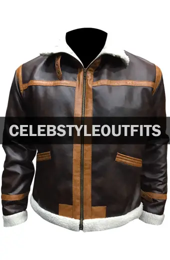 Leon Kennedy Resident Evil Aviator Brown Shearling Jacket