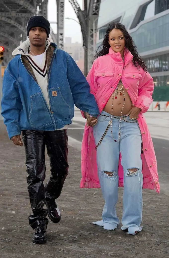 Casual Womens Rihanna Street Style Pink Parachute Puffer Coat barbadian-singer-rihanna-jacket