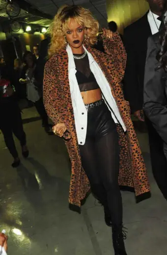 Grammy Awards Rihanna Leopard Print Womens Brown Wool Coat rihanna-leopard-print-coat