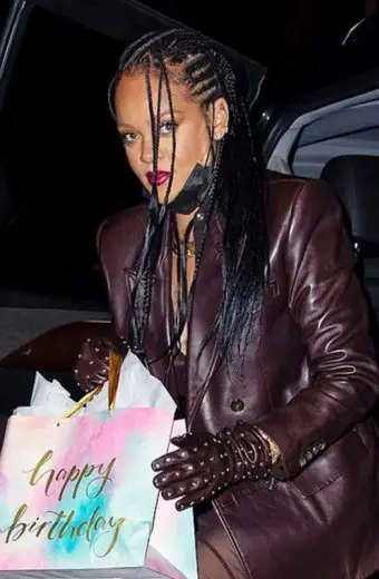 Casual Womens Rihanna Street Burgundy Leather Trench Blazer rihanna-street-style-blazer
