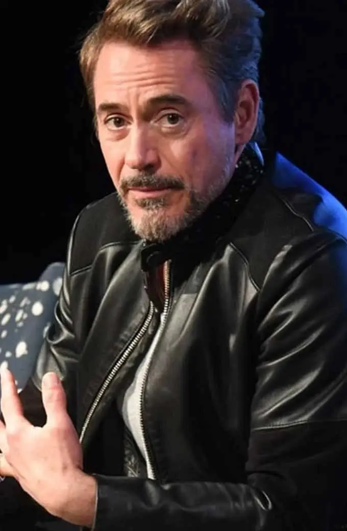 Tonight Show Jay Leno Robert Downey Jr Black Leather Jacket robert-downey-tonight-show-jacket
