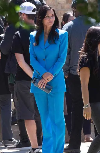 Gale Weathers Scream Blue Cotton Blazer scream-courteney-cox-blue-coat