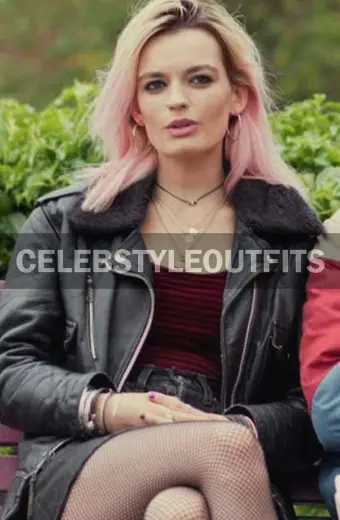 Sex Education Emma Mackey Maeve Wiley Biker Leather Jacket