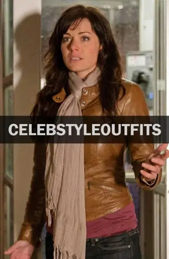 Erica Durance Smallville Lois Lane Brown Leather Jacket