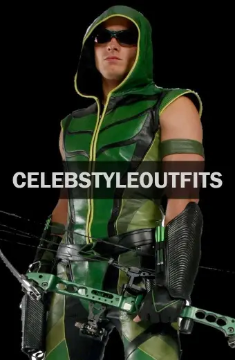 Justin Hartley SmallVille Oliver Queen Green Leather Vest