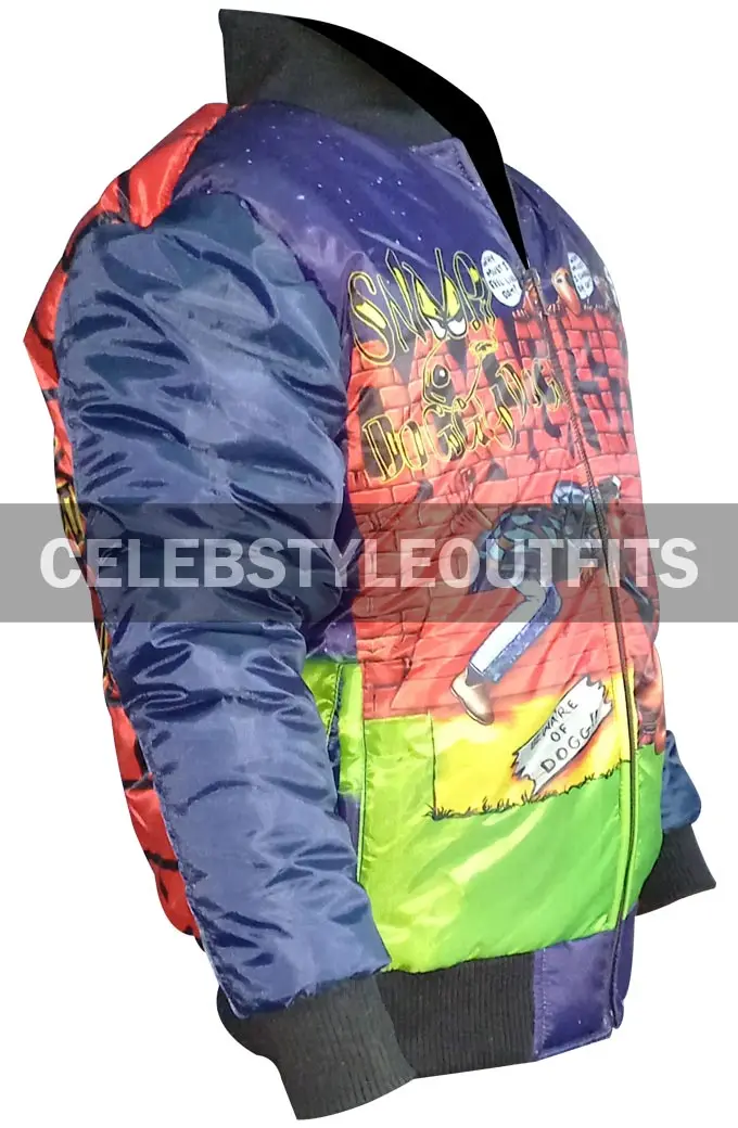 Doggy Style Snoop Dogg Mens Blue Bomber Polyester Jacket snoop-dogg-doggy-style-jacket