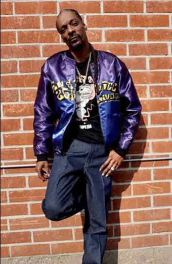 Gin And Juice Snoop Dogg Mens Purple Bomber Satin Jacket snoop-dogg-gin-and-juice-jacket