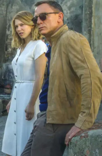 Spectre James Bond Daniel Craig Beige Suede Leather Jacket