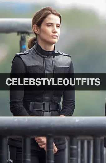 Maria Hill Spider-man Cobie Smulders Black Cotton Quilted Vest