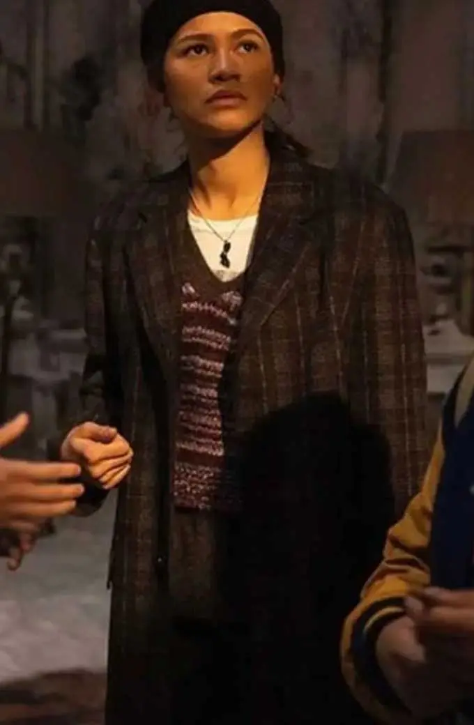 Spider Man No Way Home Zendaya Michelle Jones Plaid Wool Coat zendaya-spider-man-no-way-home-coat