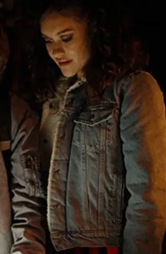 Kate Marissa Reyes Spirit Halloween Bomber Blue Denim Jacket