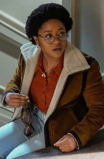 Anjelika Washington Beth Chapel Stargirl Brown Suede Jacket