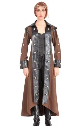 Victorian Steampunk Lieutenant Estfeld Brown Cosplay Coat