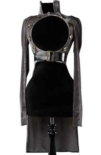 Victorian Steampunk Womens Open Bust Grey Velvet Tailcoat