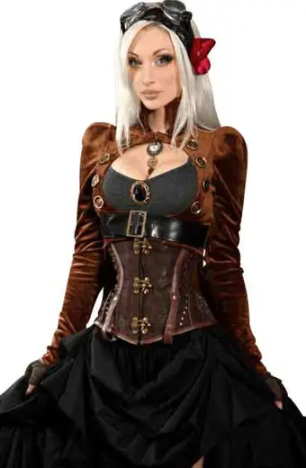 Victorian Steampunk Open Bust Womens Brown Cosplay Tailcoat