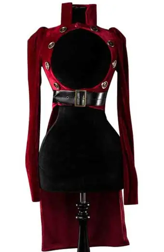 Victorian Steampunk Open Bust Womens Red Cosplay Tailcoat