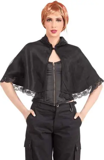 Victorian Steampunk Womens Cosplay Black Cotton Gothic Cape