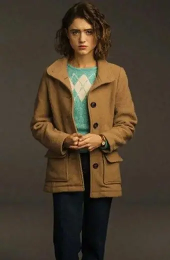 Natalia Dyer Stranger Things Nancy Wheeler Brown Wool Coat