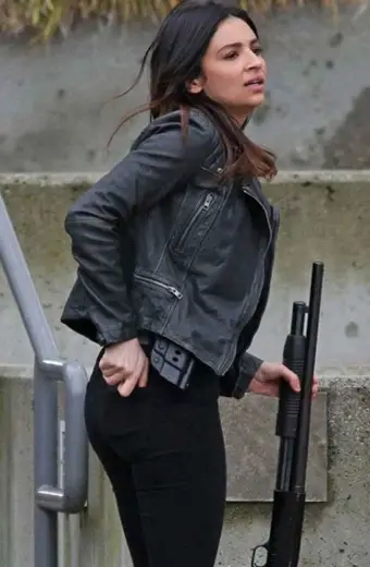 Supergirl Maggie Sawyer Floriana Lima Black Leather Jacket
