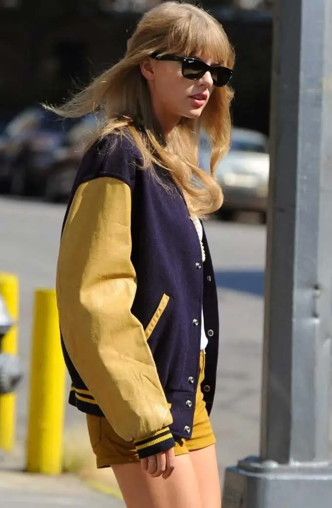 Singer Taylor Swift Casual Bomber Blue Fleece Varsity Jacket taylor-swift-fleece-varsity-jacket