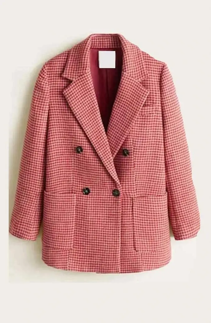 Singer Taylor Swift Casual Houndstooth Double Breasted Coat taylor-swift-double-breasted-coat