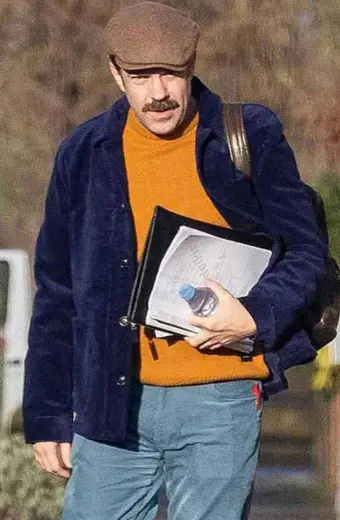 Jason Sudeikis Ted Lasso TV Series Blue Mens Velvet Jacket