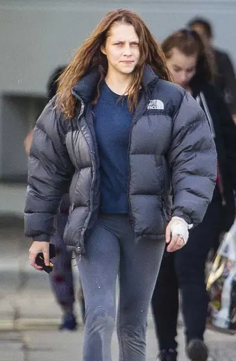Teresa Palmer Womens Grey Parachute Quilted Puffer Jacket