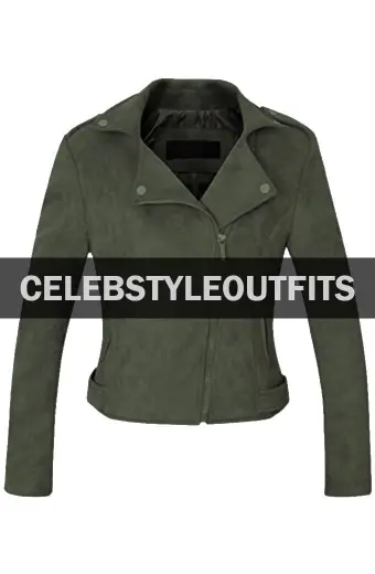 Iris West The Flash Candice Patton Green Suede-Leather Jacket