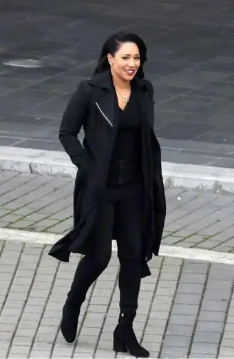 Iris West Allen The Flash Candice Patton Black Wool Coat
