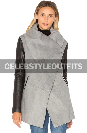 Iris West The Flash Candice Patton Grey Suede Leather Coat