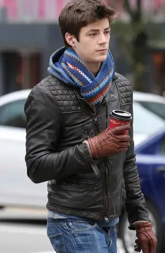 Barry Allen The Flash Grant Gustin Black Quilted Biker Jacket