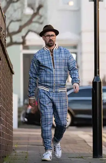 The Gentlemen Colin Farrell Coach Blue Checked Varsity Jacket