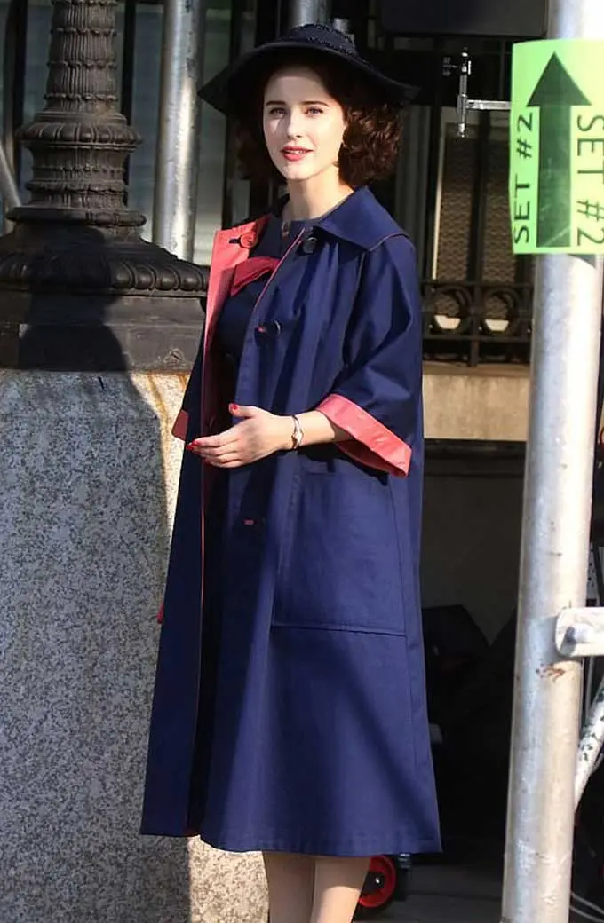Marvelous Mrs Maisel Rachel Brosnahan Miriam Blue Cotton Coat the-marvelous-mrs-maisel-rachel-blue-coat