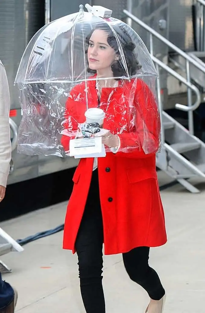 Rachel Brosnahan Marvelous Mrs Maisel Miriam Red Wool Coat the-marvelous-mrs-maisel-mid-length-coat